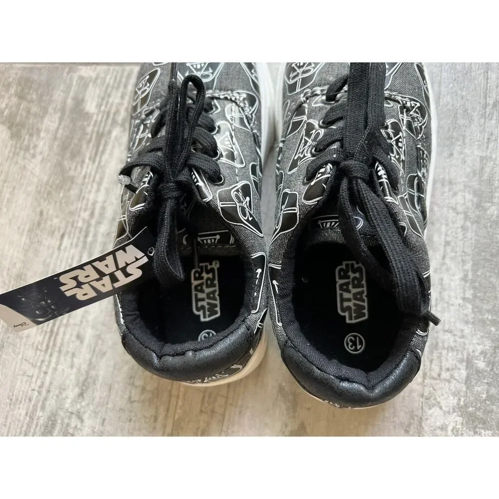 Star Wars Little Boys Kids Sneakers 92504 Darth Vader Black Gray NEW Shoes 13